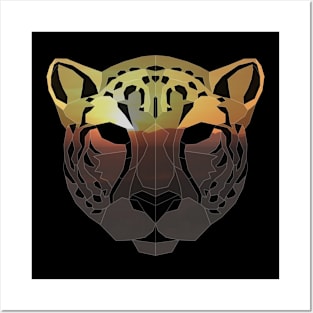 Cheetah Low Poly Double Exposure Art Posters and Art